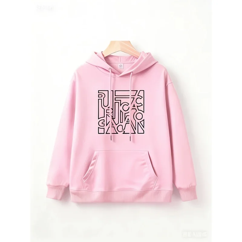Abstract geometric pattern printed men's comfortable, stylish, casual fleece hoodie