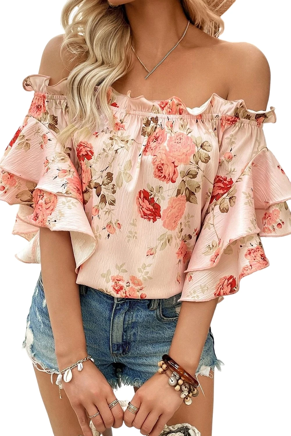 

Women Shirts Blouse Summer Off Shoulder Chiffon Tops for Women Tee Top Casual Shirts Female