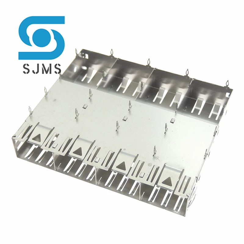 SFP Cage Press-Fit Solder PCB Thick feet 1*4 Fiber optic interface shield housing connector Gigabit fiber seat