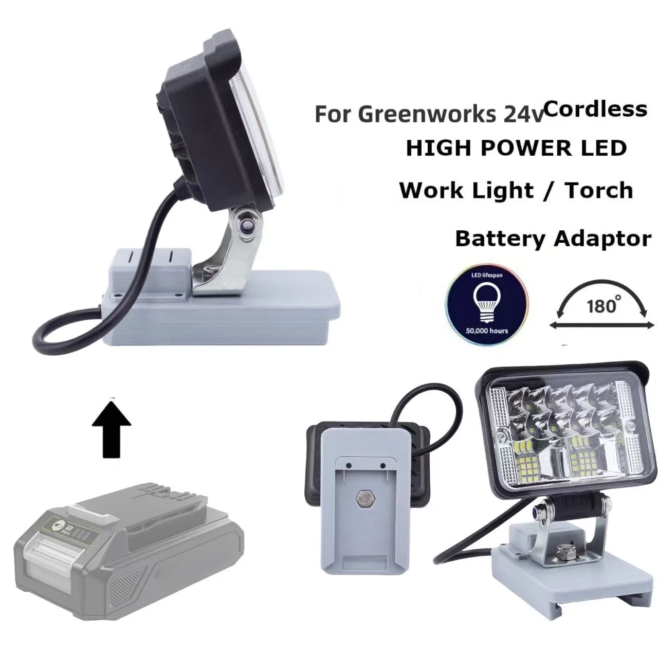 

for Greenworks Cordless LED Work Light Torch - For 24v Drill Battery