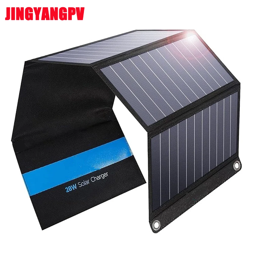 28w Folding Solar Panel Solar Panel Folding Bag  Portable Solar Solar Panel Charging Bag  Foldable Monocrystalline Solar Panel