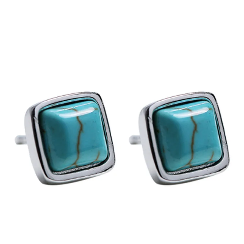 VENTFILLE 925 Sterling Silver Geometry Turquois Earring for Women Girl Design Originality Retro Jewelry Gift Dropshipping