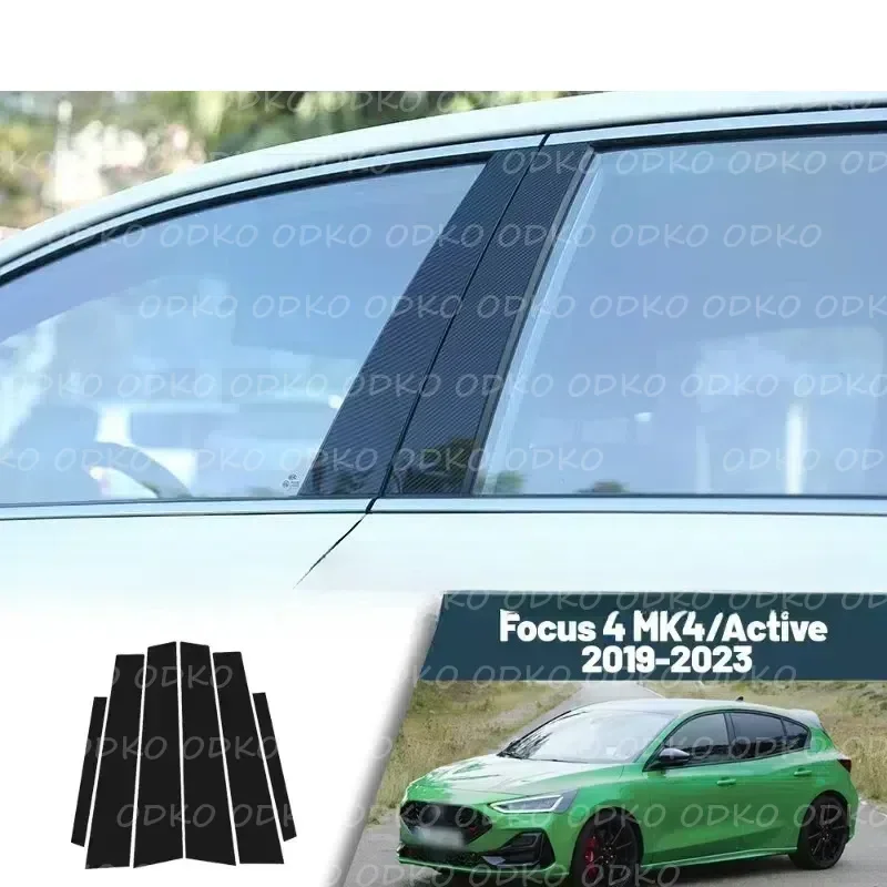 

Глянцевая черная наклейка на окно из углеродного волокна, дверь, крышка стойки B C, наклейка для Ford Focus 4 MK4 Active 2019-2023 2020 2021 2022