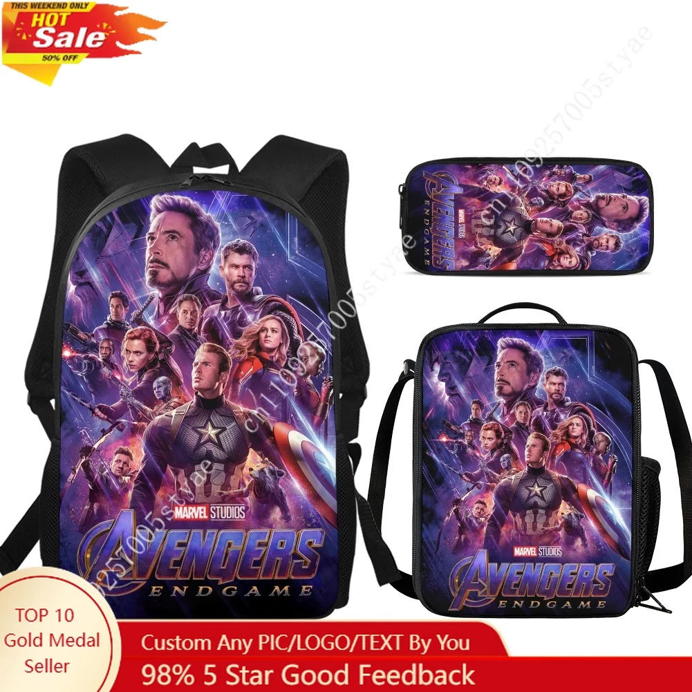 

Avengers Endgame Custom 17 Inch 3 Piece Backpack Set Includes Backpack Shoulder Bag and Pencil Case The Ultimate Gift Choice