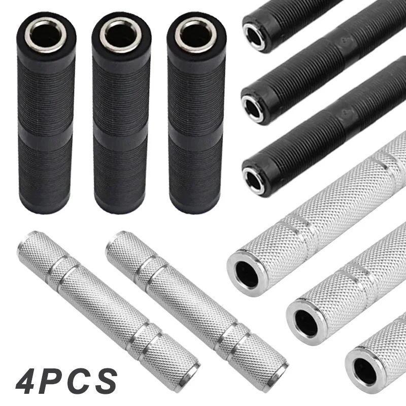 2/4/10Pcs 6.35mm Stereo Audio Coupler Adapter Dual Female Jack Connector 6.35mm Double Female Straight Plug Socket