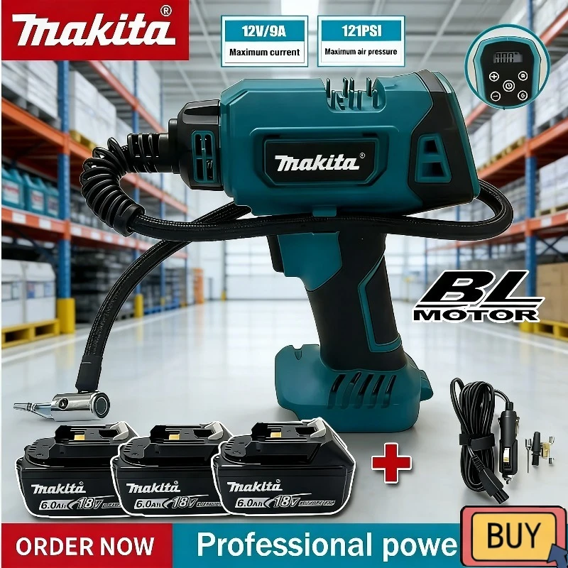 

Makita Cordless Inflator Electric Air Pump Car mounted Cordless air 18V compressor Automatic Handheld Air Compressor Power Tool