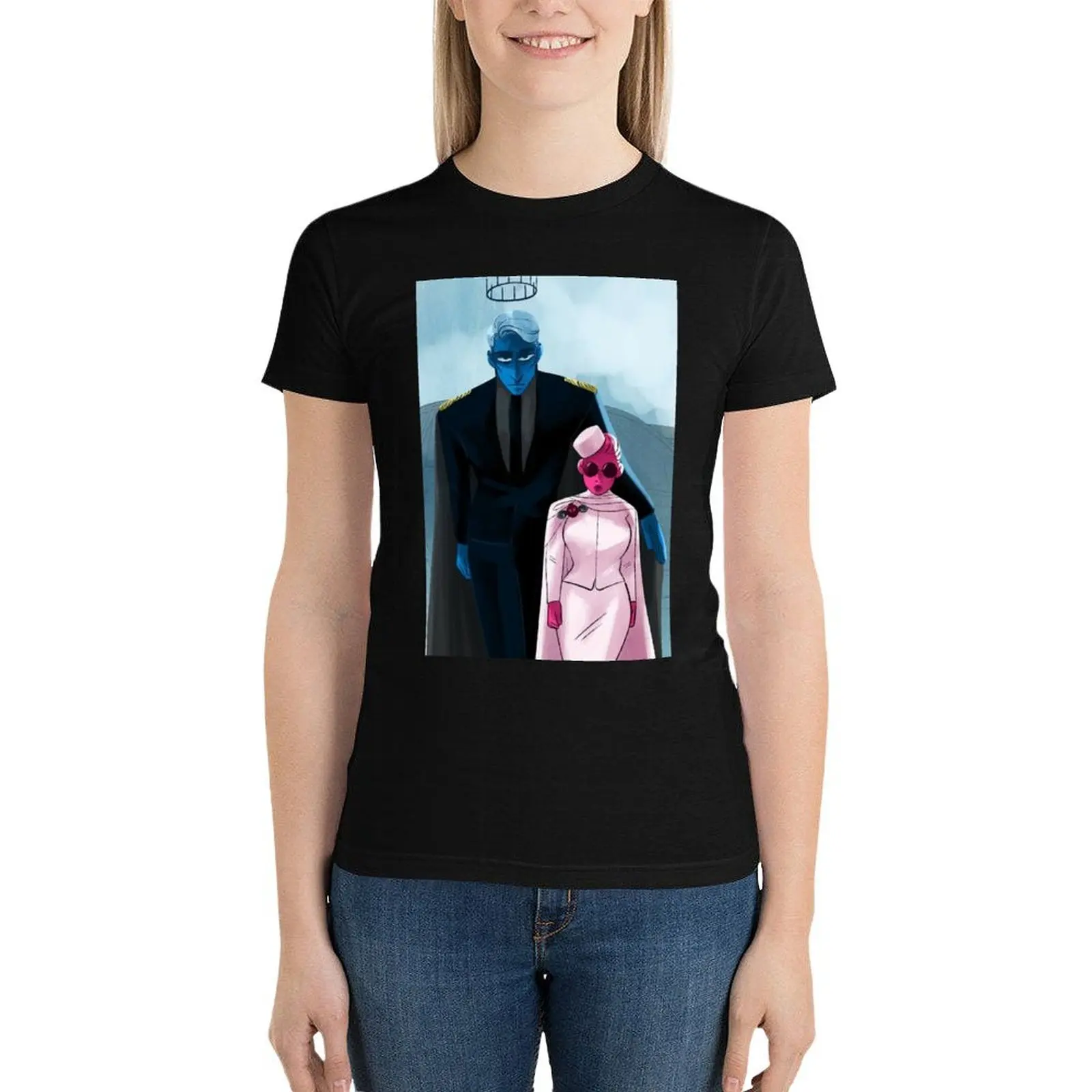 

court trial hades and persephone- lore olympus T-Shirt lady clothes plus size tops hippie clothes Short sleeve tee Top Women