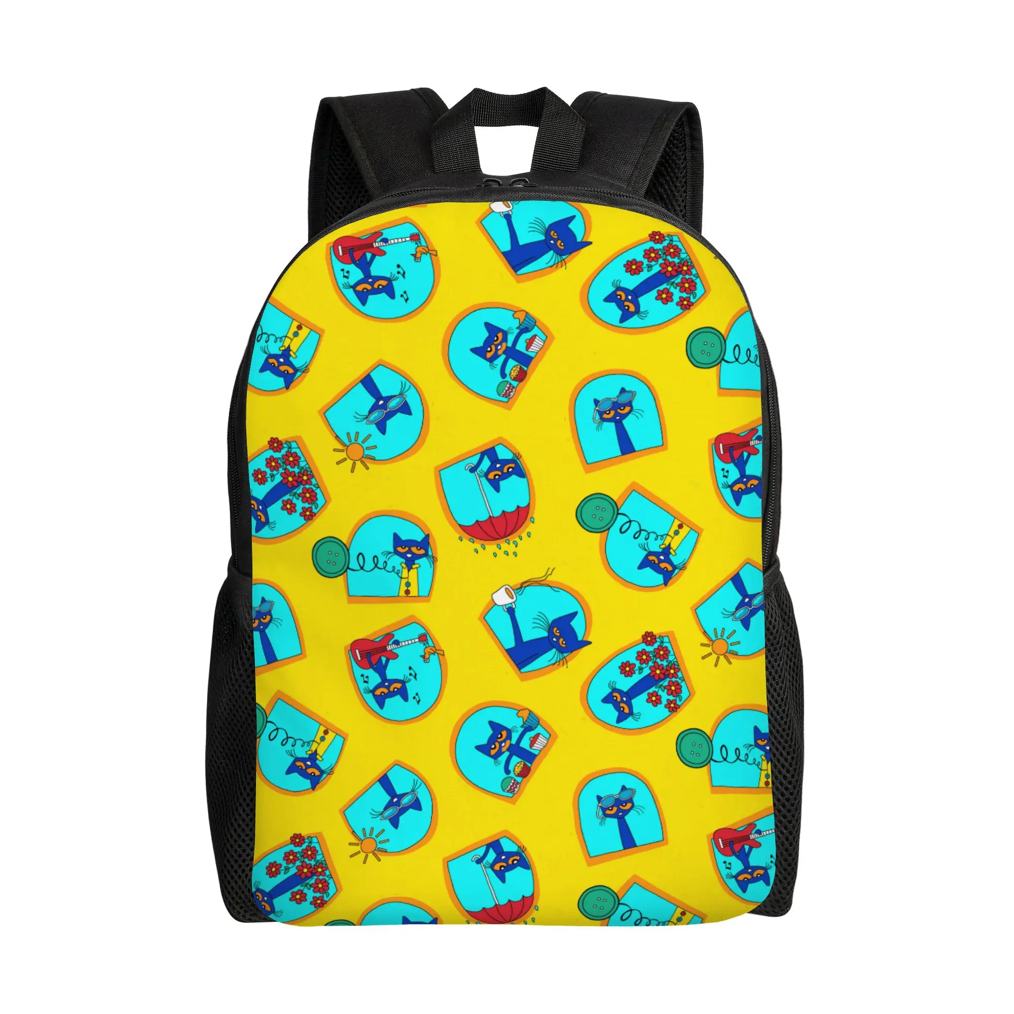 Pete the Cat   Backpack for Men Women Fashion Student Work Daypack Cartoon Kitten Laptop Computer Shoulder Bag Gift