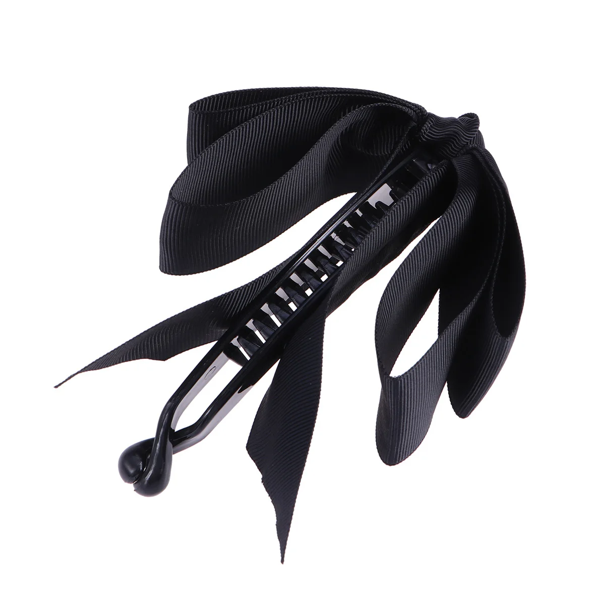 

1pc Hair Claw Clip Three Layers Bowknot Ribbon Hair Claw Clamp Barrette for Women Girls (Black) bow hair claw