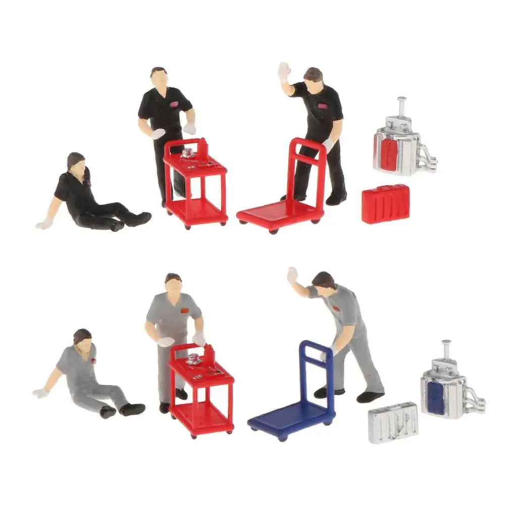 

2Sets 1:64 Scale Model Tiny People Gas Station Repairman Worker Character