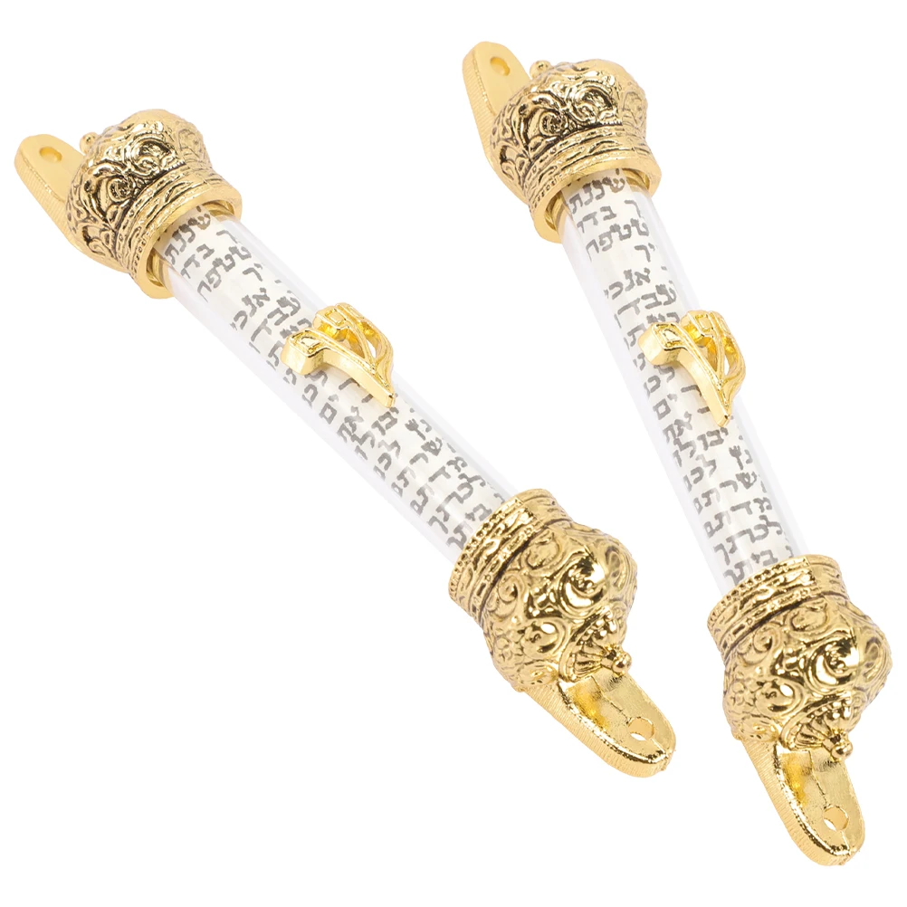 

2pcs Bible Mezuzah Crown Door Side Mezuzah Religious Gifts Home Door Side Jewish Believers Deluxe Scroll Crafts
