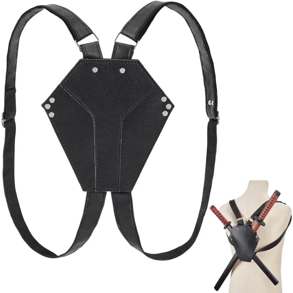 Schwert-Rückenhalter, schwarze Schwerttasche, Schwertgürtel, verstellbarer Frosch und Rücken, mittelalterlich, für Cosplay, Party, Cosplay, Anime-Kostüme