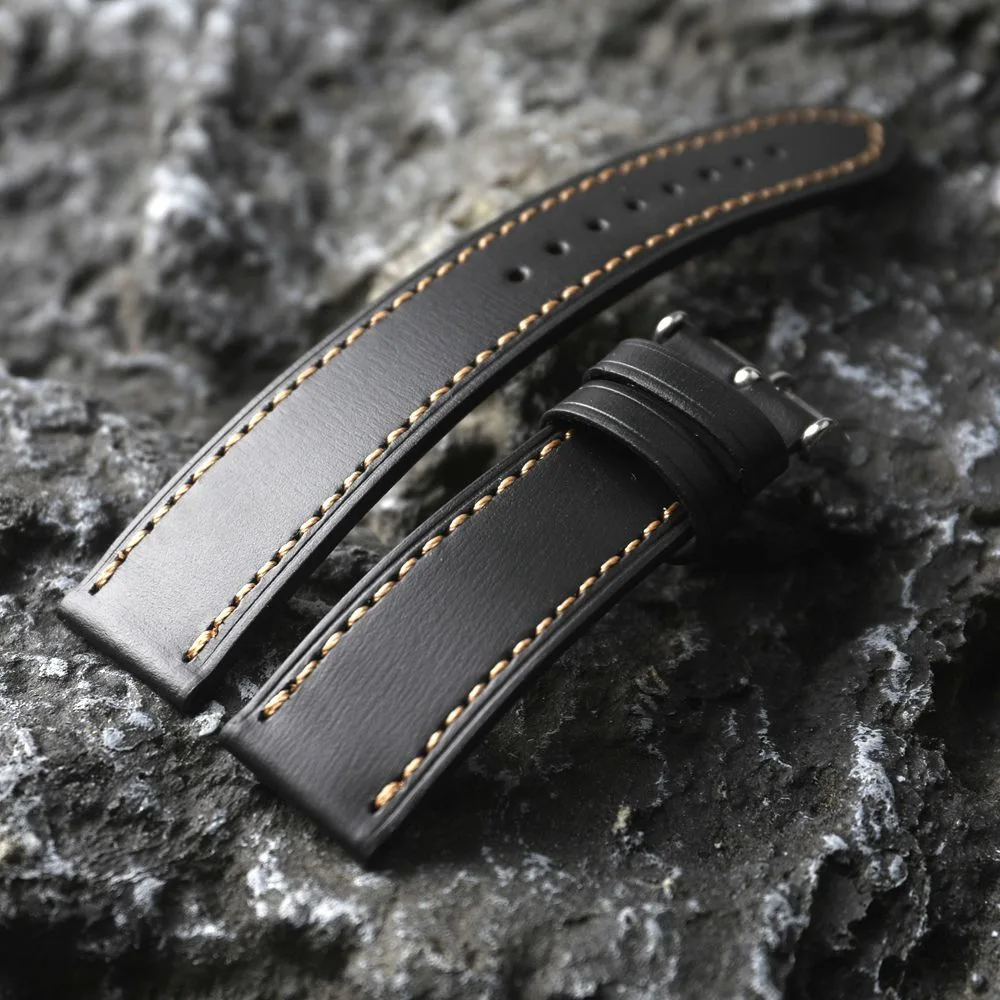 Bracelet en cuir de vache première couche fait à la main, ajustement, Casio petit carré vieux Shanghai double division 18 20 22MM chaîne de montre souple en cuir