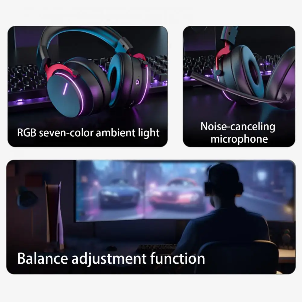 Comfortable Volume Adjustable Long Battery Life Wireless Gaming Headset with Transmitter Microphone