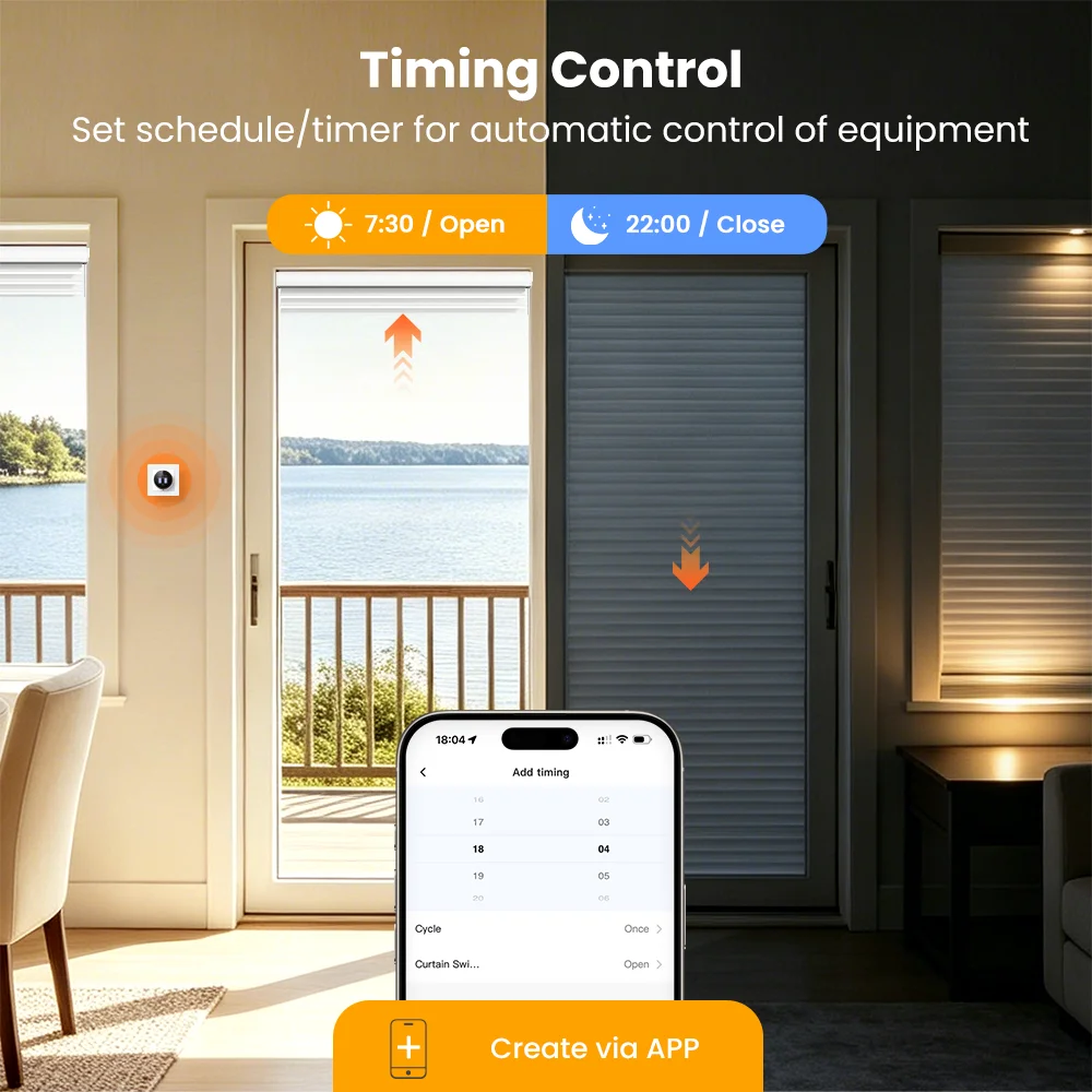 AVATTO WiFi Smart Knob Curtain Switch,With Ambient Light Ring,Precise Percentage Control,Works With Tuya Alexa Google Home Alice - view 4