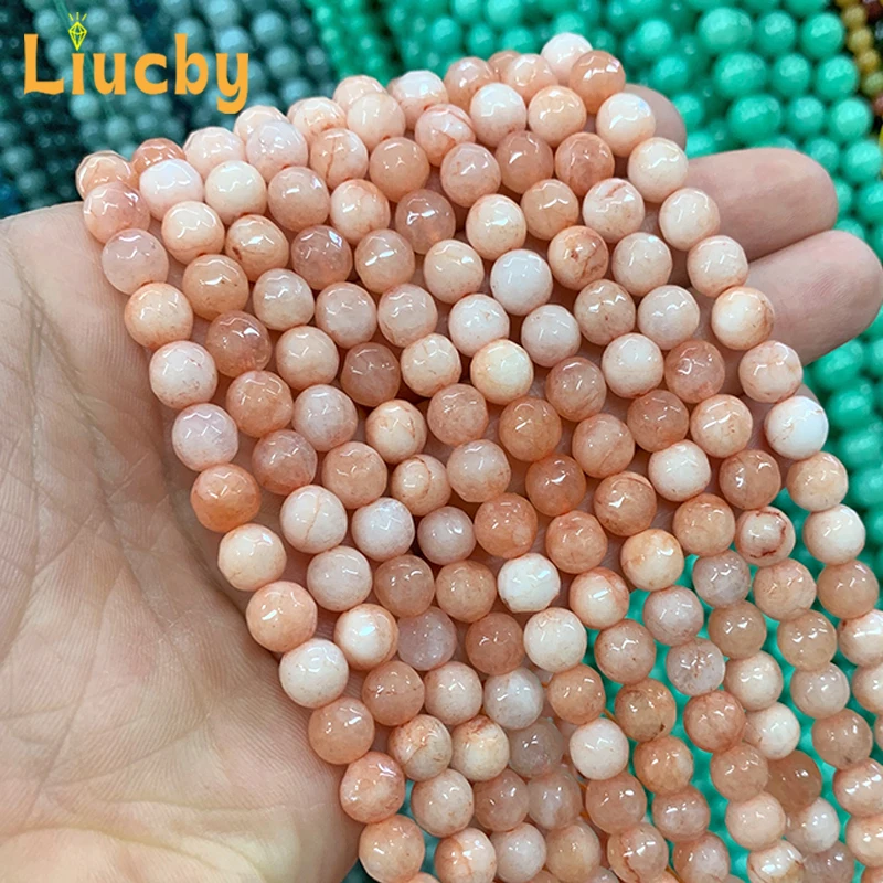 Light yellow Natural Stone White Stone jade Faceted Beads For Jewelry Making DIY bright Accessories Elastic Rings 15