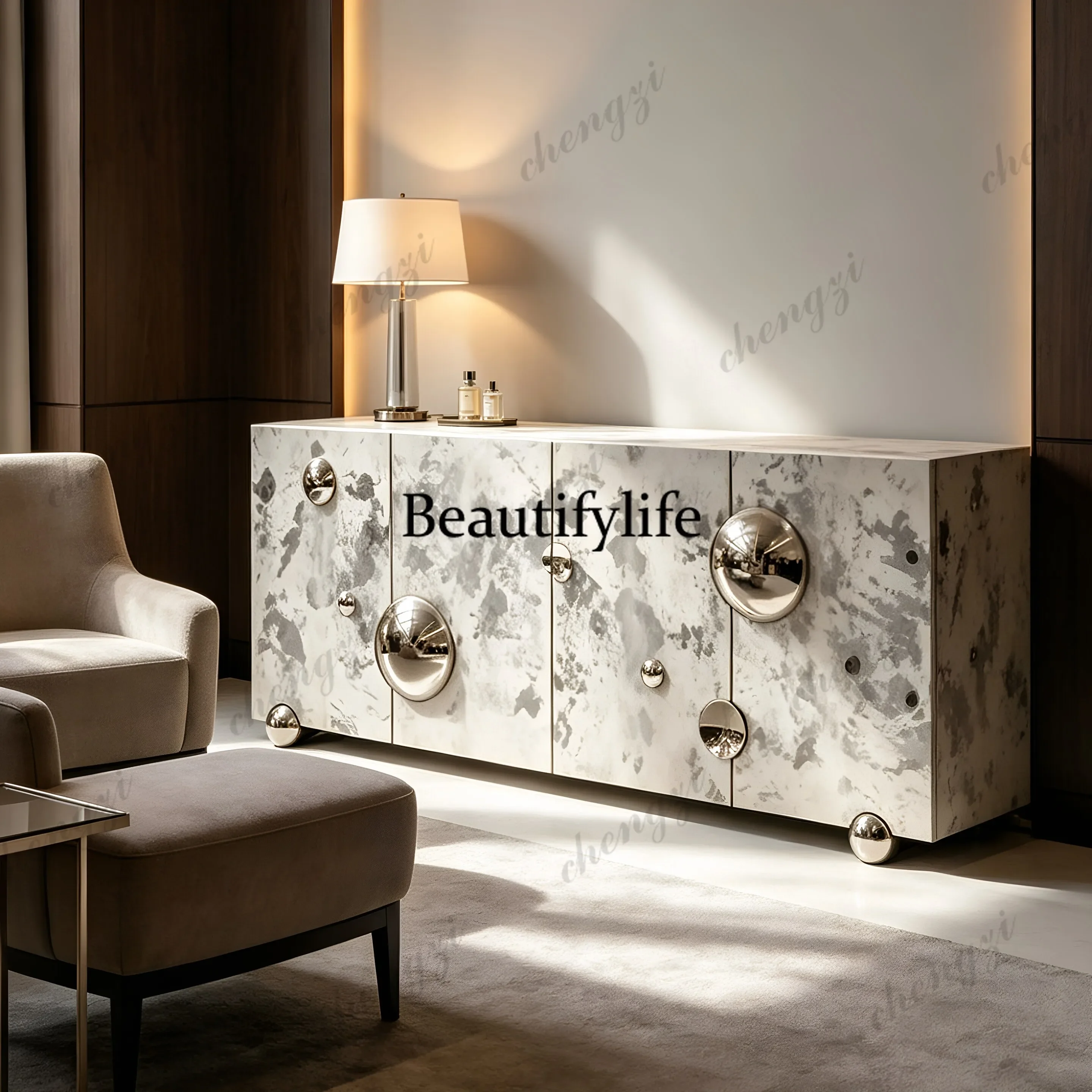 C178 Light luxury moon dining side cabinet against the wall household high-end designer living room art decoration entrance cabi