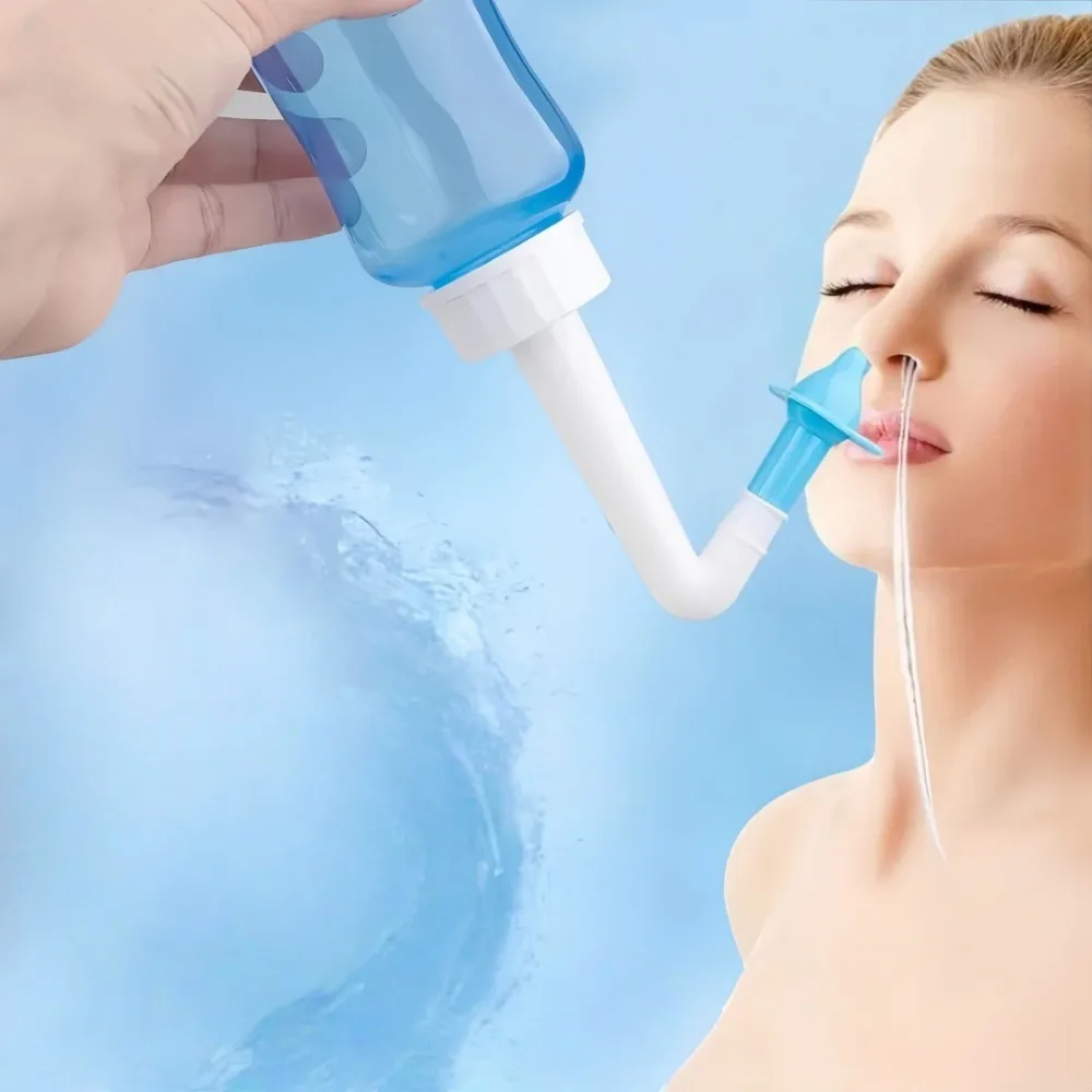 Nasenspülflasche 300 ml für Erwachsene und Kinder mit verstopfter Nase, nasale physiologische Kochsalzlösung, Haushalts-Nasenduschenbehälter