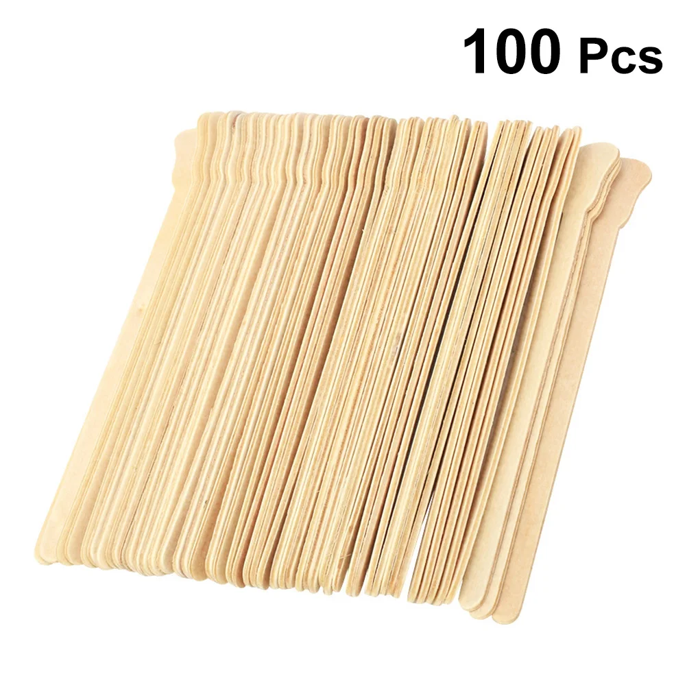 100 個木製スパチュラワックスがけサロン家庭用高品質使い捨て理想的な脱毛ワックスワックス