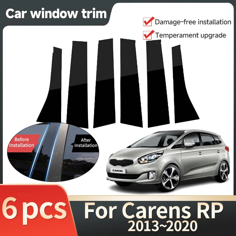 

Car Window Trim Cover for Kia Carens RP Rondo 2013~2020 6pcs Bright Black Door Stickers Bright Black Decal Car Accessories Tools