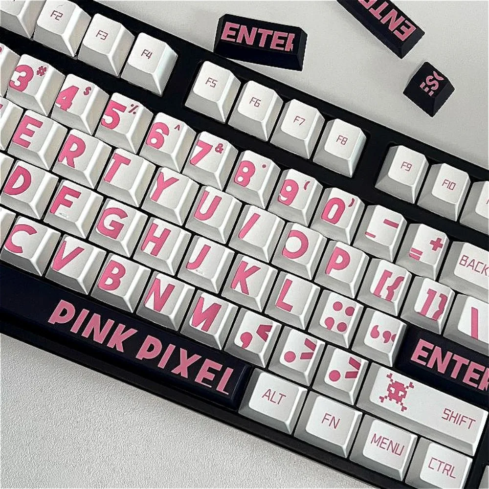 

Cherry 132 Keys, Pink Large Type Keycap Set PBT Set for Mx Cherry Gateron Switch Mechanical Keyboard Kit