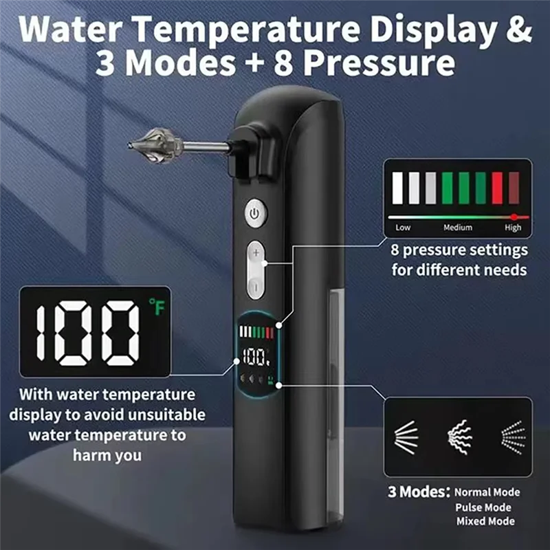 

B84B-Ear Wax Removal Kit Smart Ear Cleaner LCD Electric Ear Cleaner With 250Ml Water Tank