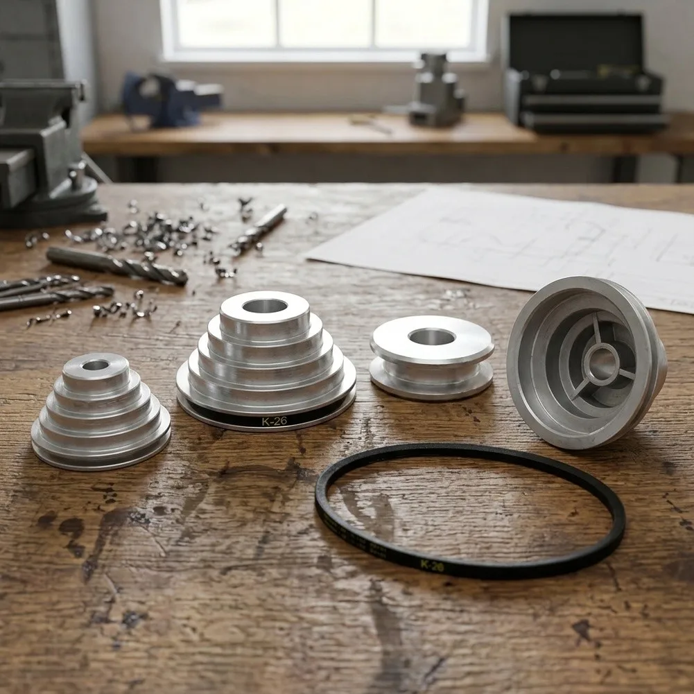 Aluminum 5 Step Pagoda Pulley Wheel Set With For V Belt For Benchtop Drill Press Motor Shaft Drive Transmission Tool Kit