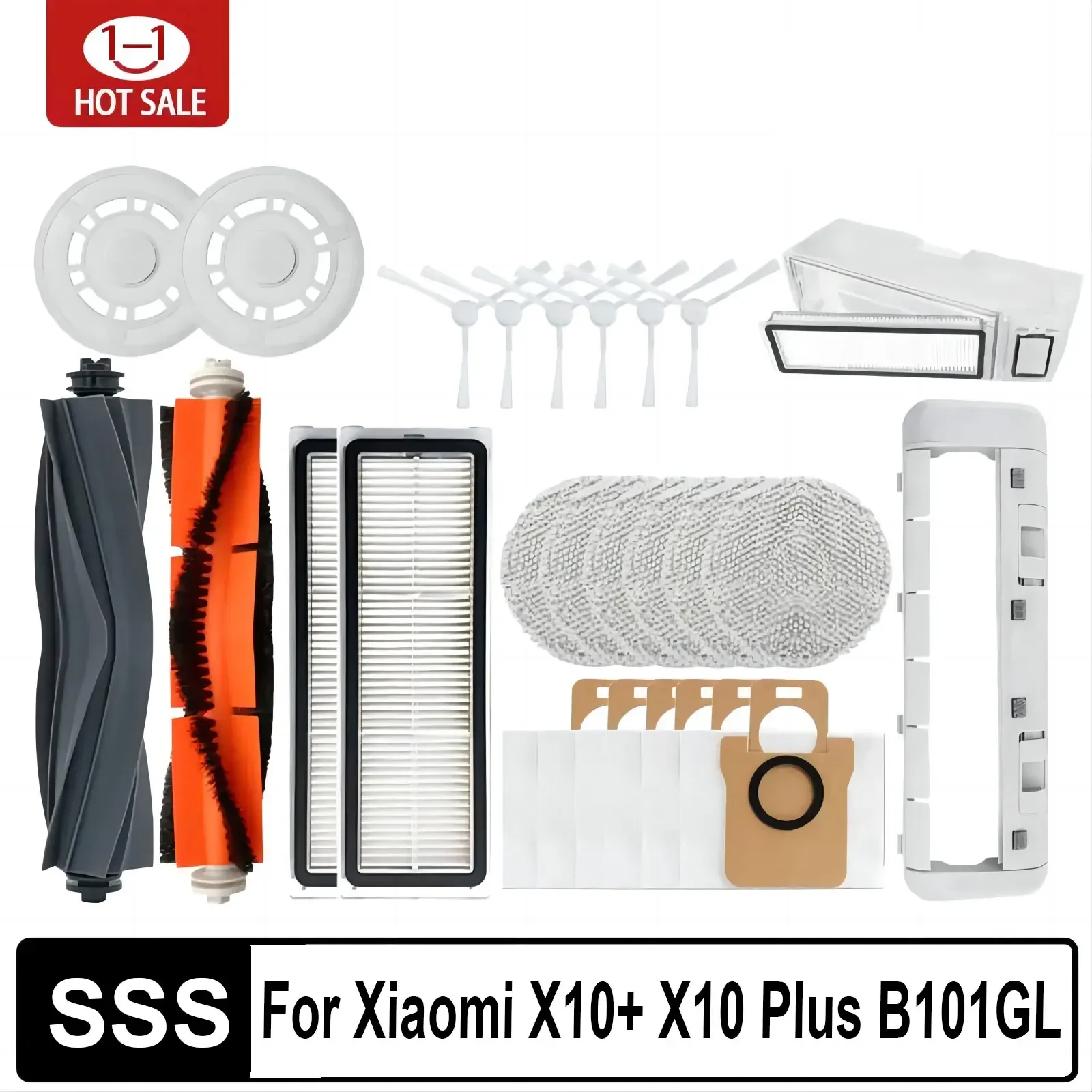 ل Xiaomi روبوت فراغ X10 + X10 زائد B101GL إكسسوارات قطع غيار فرشاة جانبية رئيسية فلتر Hepa كيس لجميع الغبار خرقة ممسحة حامل صندوق الغبار