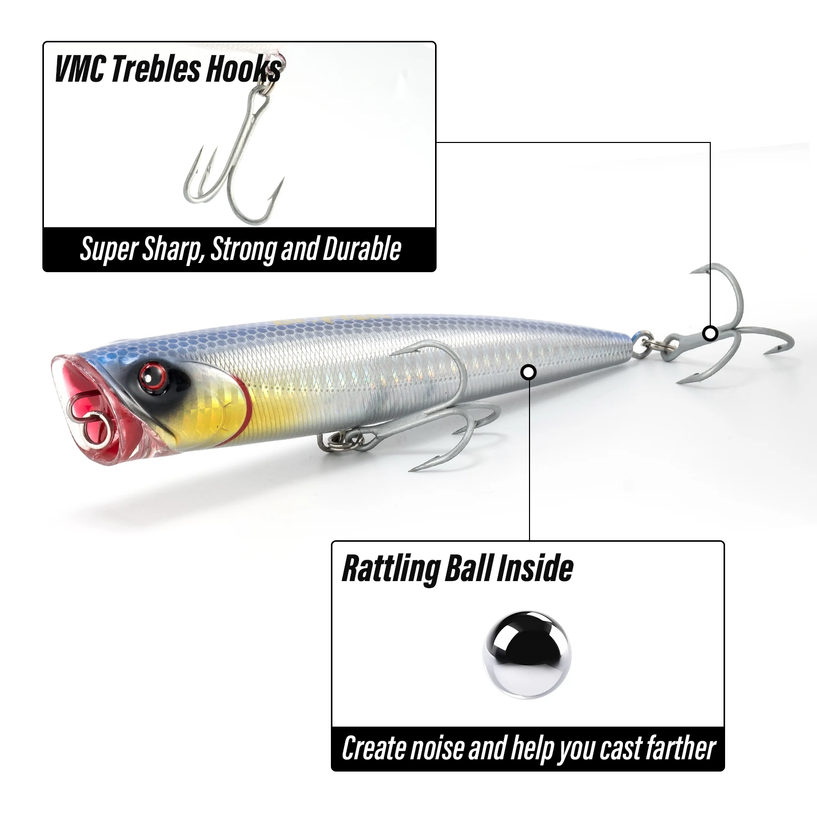 40g GT Popper Angelköder 14cm Wobbler Köder Kunstköder für Salzwasser Plug Thunfisch Surf Angeln Forelle Bass Offshore Big Game – Detail 25
