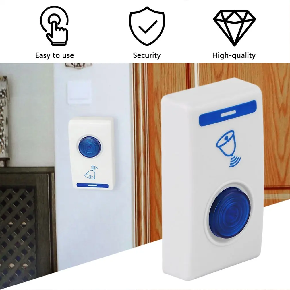 504D LED Wireless Chime Door Bell Doorbell & Wireles Remote control 32 Tune Songs White Home Security Use Smart Door Bell