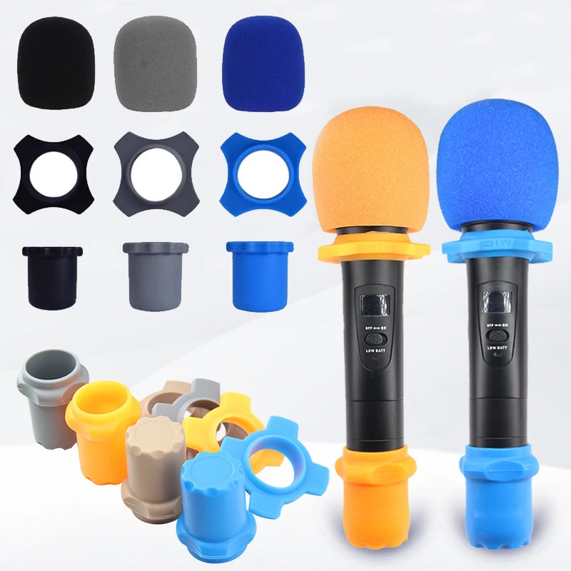 Microphone Soft Silicone Skidproof Case Wired/Wireless Mic Anti-Slip Base Non-Skid Ring KTV Replacement Drop Resistance Circle