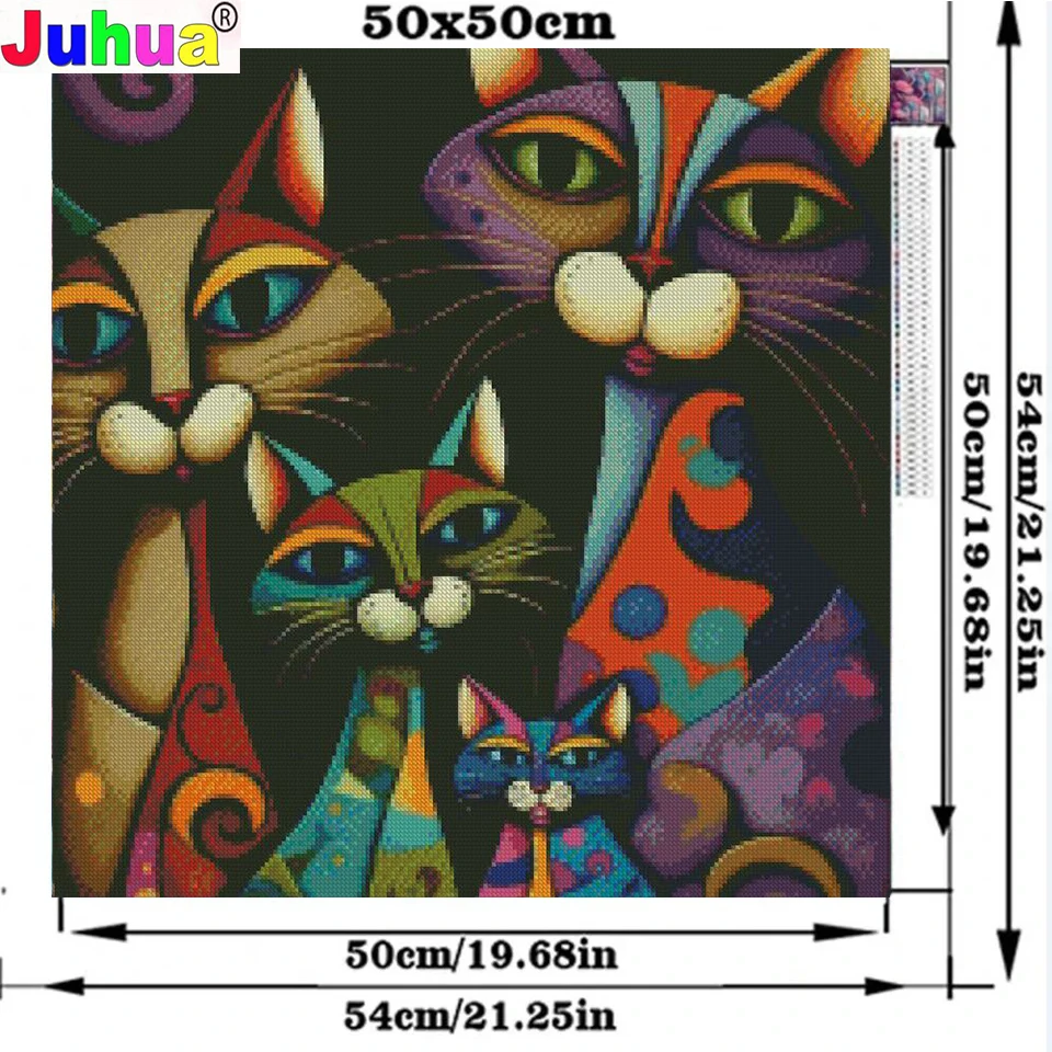 Fantasy Abstract Cat Family Jewelry cross stitch DIY Diamond Painting New 2024 Diamond Embroidery Mosaic Animals Home Decor