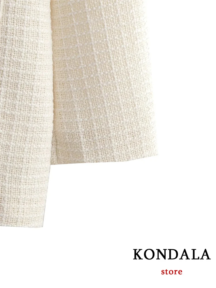 KONDALA Office Lady Beige Blazer da donna abiti manica lunga O collo Blazer oversize + minigonne a tubino a vita alta moda 2023 Set