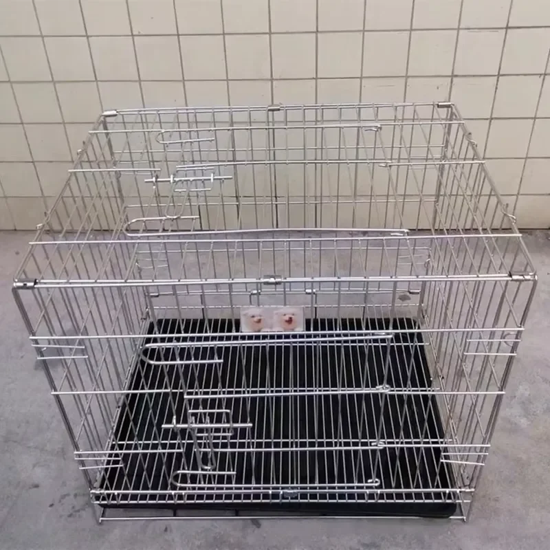 for Premium Solid Stainless Steel Foldable Durable Small Large Dog and Cat Cages Pet Cages