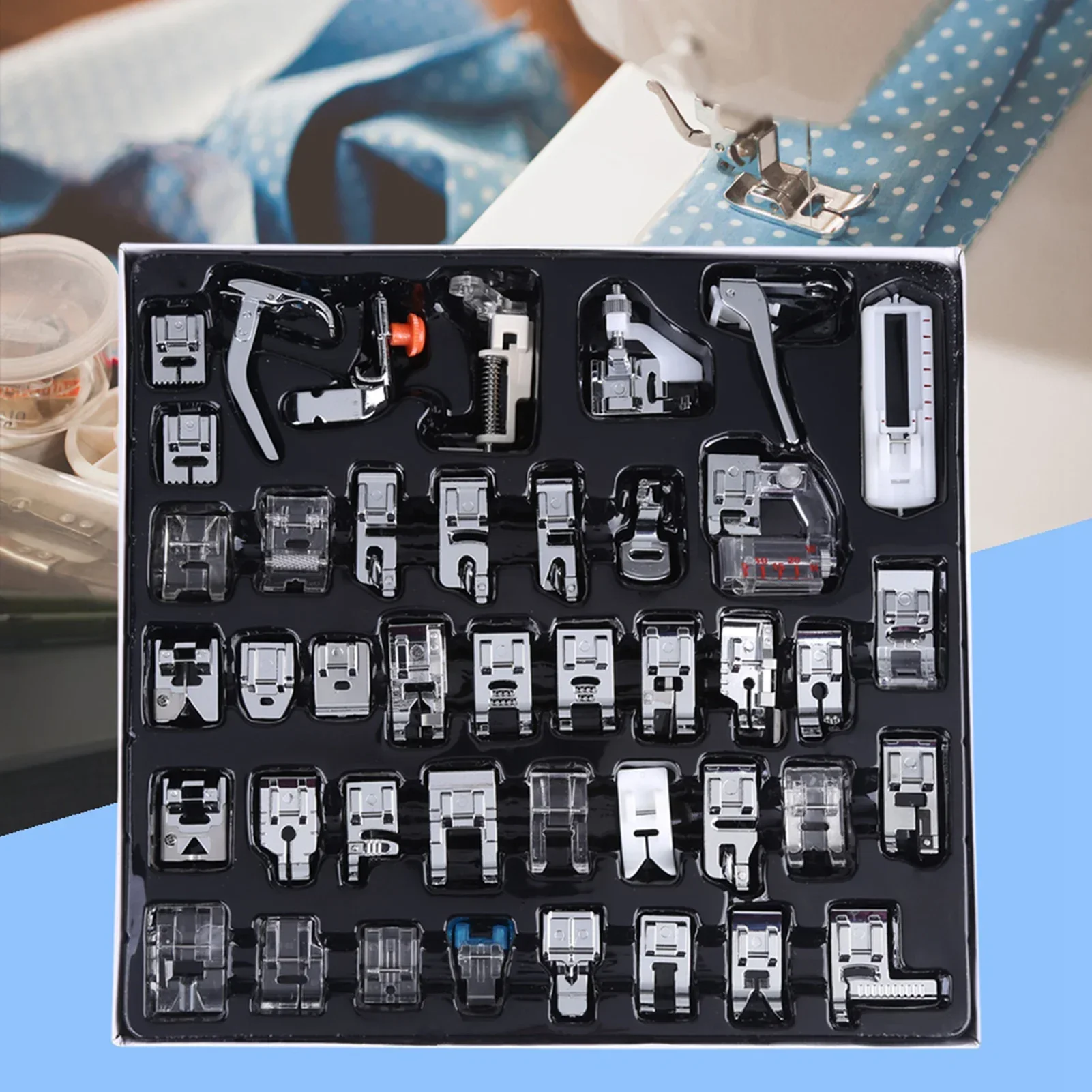 42 Pcs/set Multifunction Sewing Machine Parts Braiding Blind Stitch Darning Presser Foot Feet