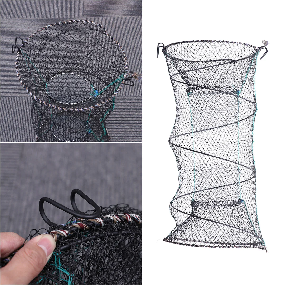 

30x66cm Telescopic Folding Shrimp Trap Net Easy Use No Install Required Triple Layers High Precision Mesh Portable Lightweight