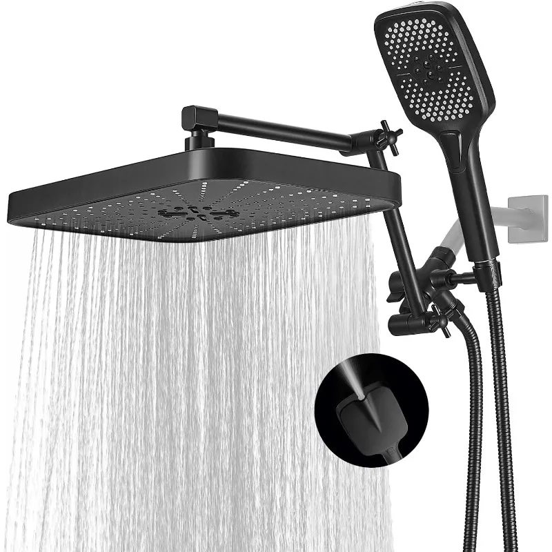 14 Inch Shower Head With Handheld, High-Pressure Rain/Rainfall Shower Heads With 3+1 Settings Handheld Spray, Including 3-Way