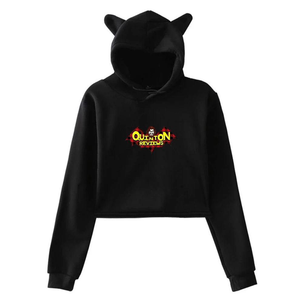 

Quinton Reviews Pullover Youthful Youtuber Merch Cat Ears Hoodie Long Sleeve Sweatshirt Crop Top Women's Clothes