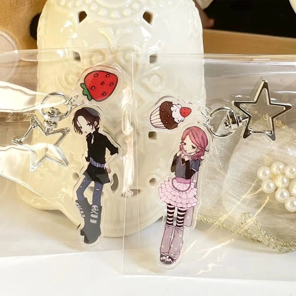 LLavero de Cosplay de Anime Komatsu Nana Oosaki Nana, bonitos llaveros acrílicos de fresa, conjunto de decoración colgante para mochila