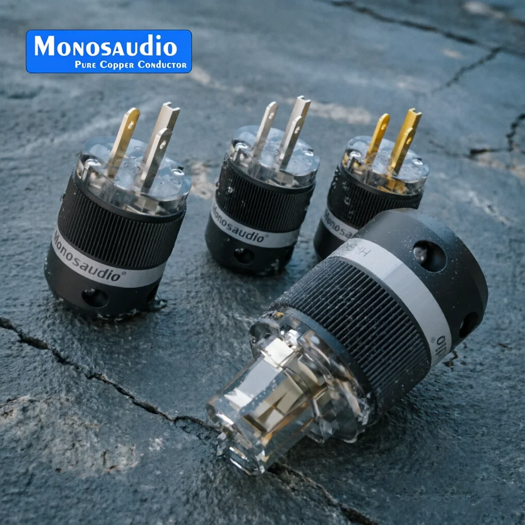 Monosaudio pure copper US Plug American Power Plug M101F101 Pure Copper IEC320 C15 Connector for Audio DIY Mains Power Cable