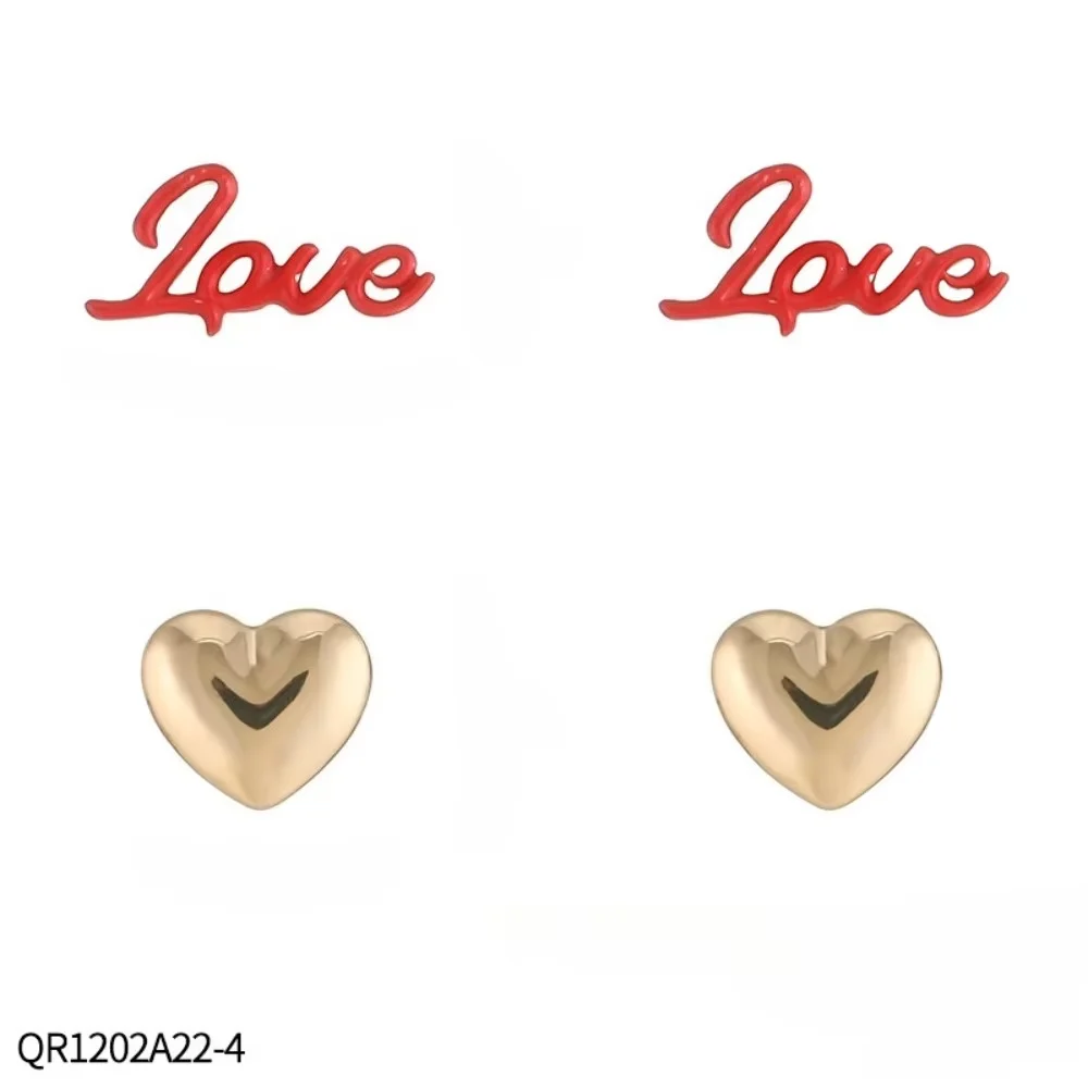 PESENAR Perfetto per San Valentino questi orecchini contengono le lettere Amore in rosso e cuori in oro