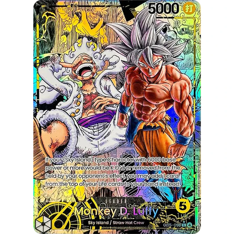 ONE PIECE X DRAGON BALL SUPER TCG mit Gear 5 Luffy / Ultra Instinct Goku Custom Collection Anime Real Life Karten HoloFoil – Detail 2