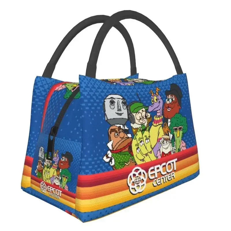 8-Bit Epcot Center Insulated Lunch Bags for Women Dragon Figment Portable Thermal Cooler Bento Box Hospital Office