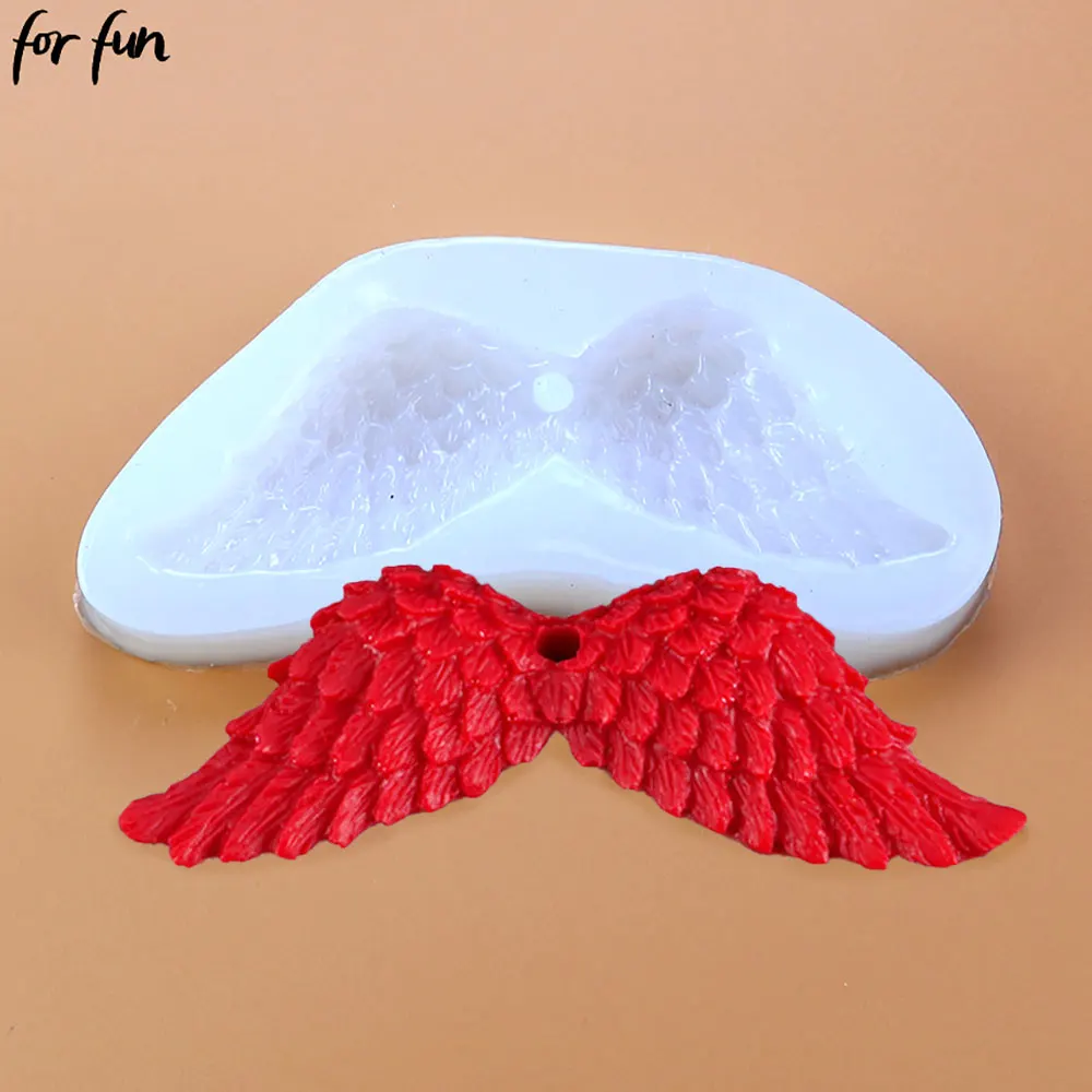 For fun Angel Wings Silicone Mold Pendants Necklace Silicone Epoxy Resin Mold chocolate Cake Clay Silicone Making Tools