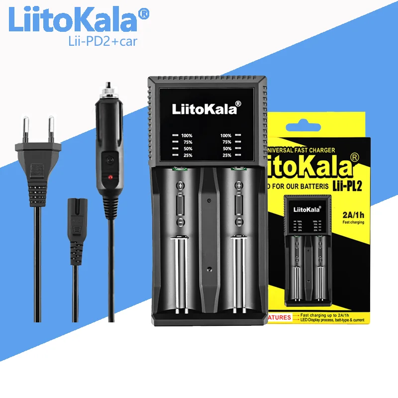 LiitoKala Lii-PL2 Lii-PD4 Lii-PD2 charger LCD 3.7V 18650 18350 18500 21700 20700 14500 26650 AA NiMH lithium-battery Charger