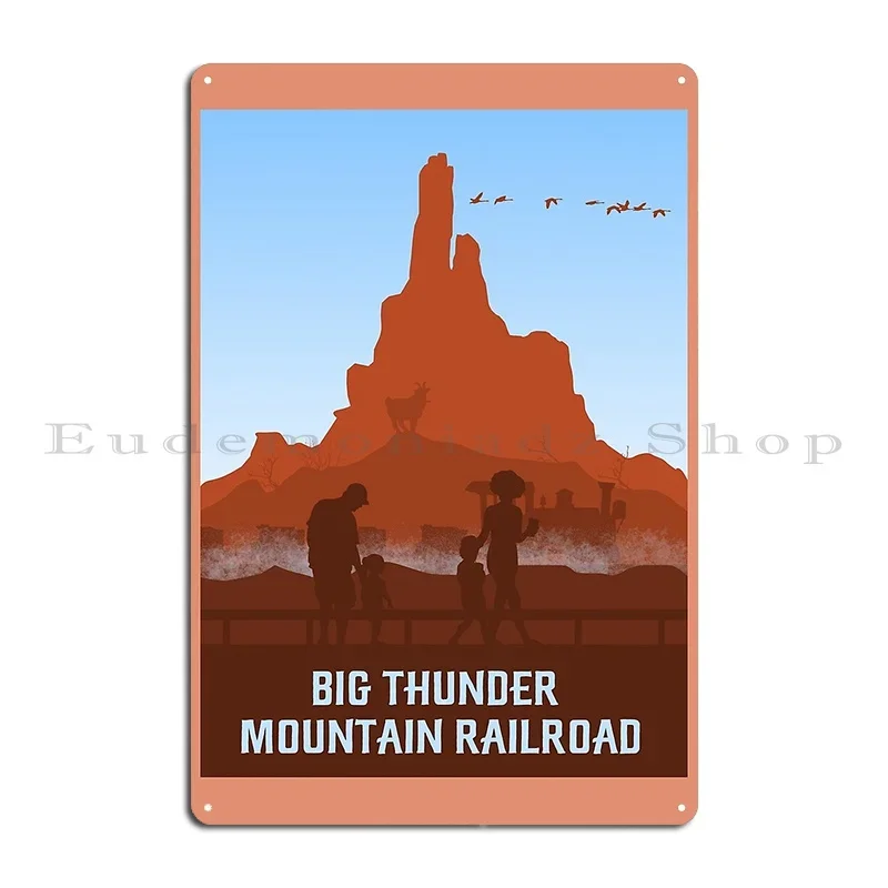 big-thunder-mountain-Железная-дорога-Минималистичный-стиль-путешествий-Тема-Парк-Арт-Металлическая-табличка-Дизайн-Бар-Персонаж-Оловянная-вывеска-Плакат