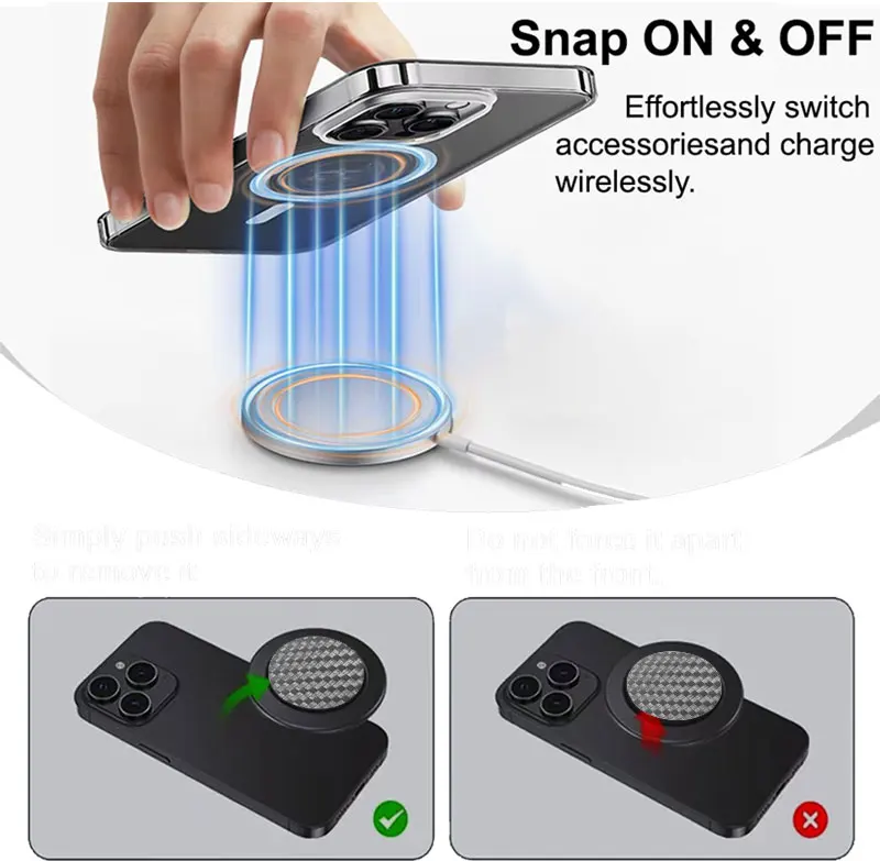 Popped Phone Socket Phone Grip for MagSafe Magnetic Cellphone Holder for iphone 17 Air 16 15 14-Carbonite Weave - view 5