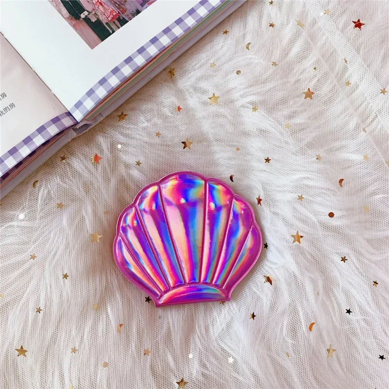 Kleur Shell Shape Make-upspiegel 2X Vergrotende Spiegel Draagbare Dubbelzijdig Opvouwbare Zak Kawaii Make-up Accessoires