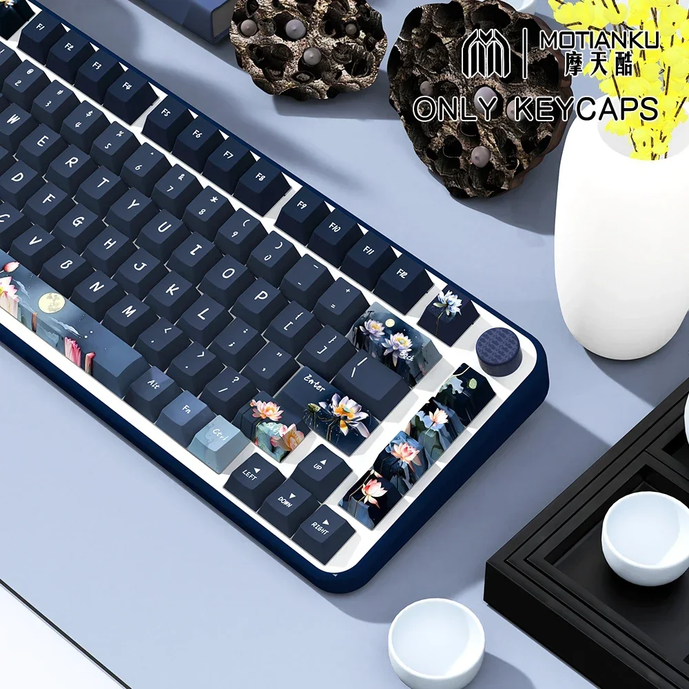

MOTIANKU Chinese Style PBT Keycaps Set - 6 Themed Options (Lotus Pond/Red-Crowned Crane/Animal Forest & More) Cherry Profile for