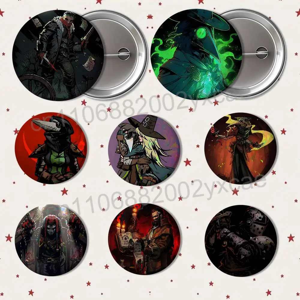 

Plague Doctor Darkest Dungeon HD Print 58mm 44mm Round Lapel Pins Pretty Derby Round Display Brooches Brooch Badges